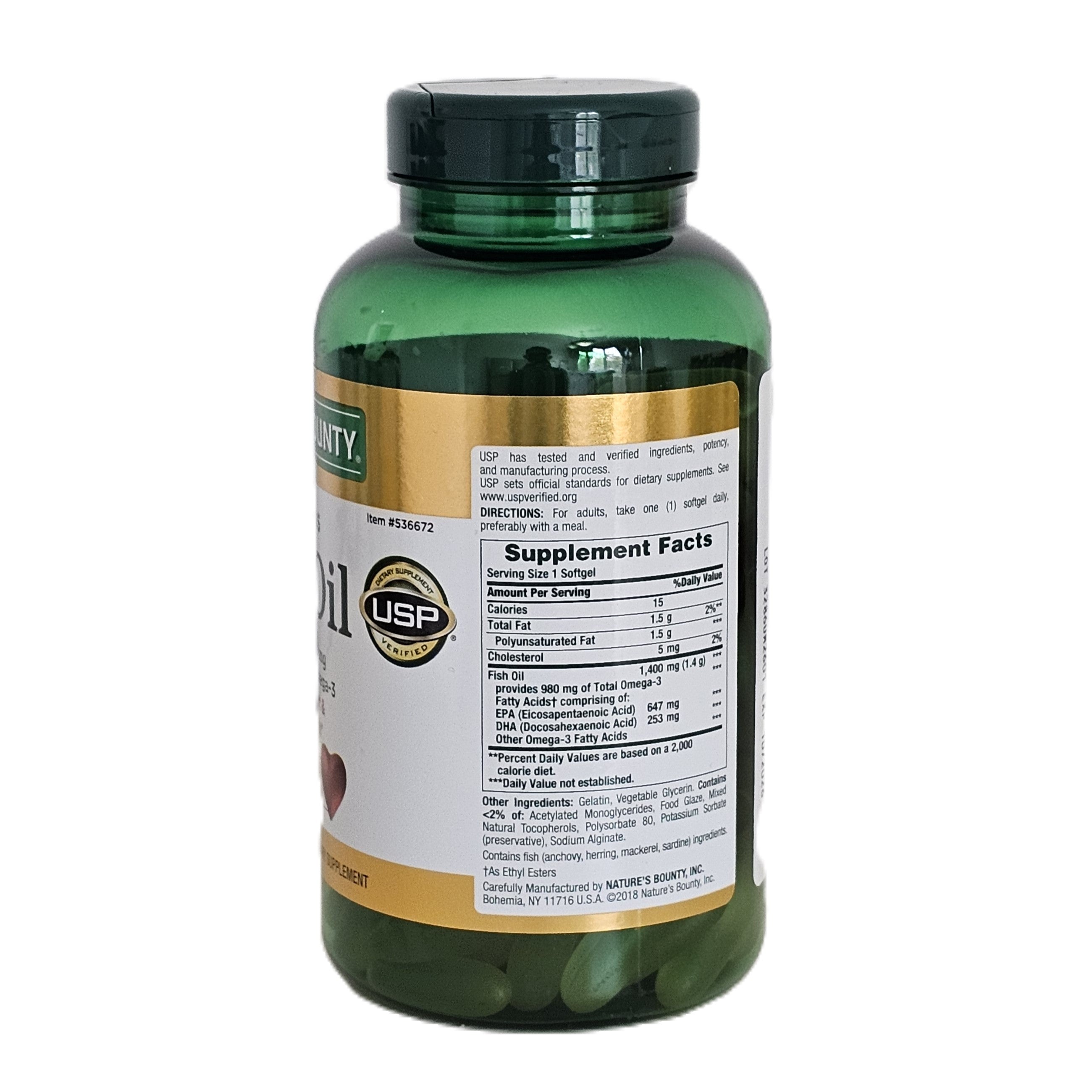 Nature's Bounty Fish Oil 1400 mg (980 mg Omega-3) 130 Softgels