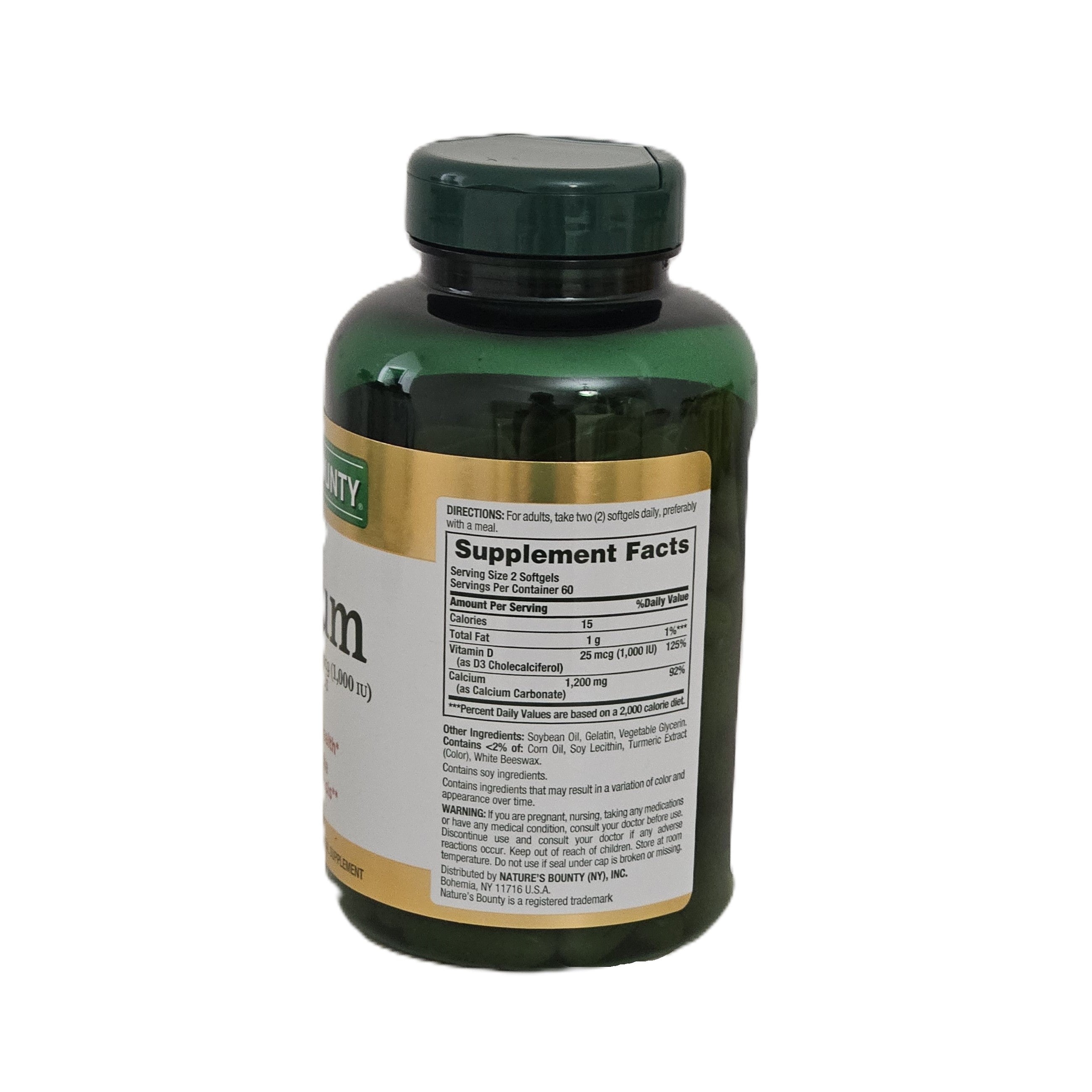 Nature's Bounty Calcium 1200 mg + Vitamin D3 120 Softgels