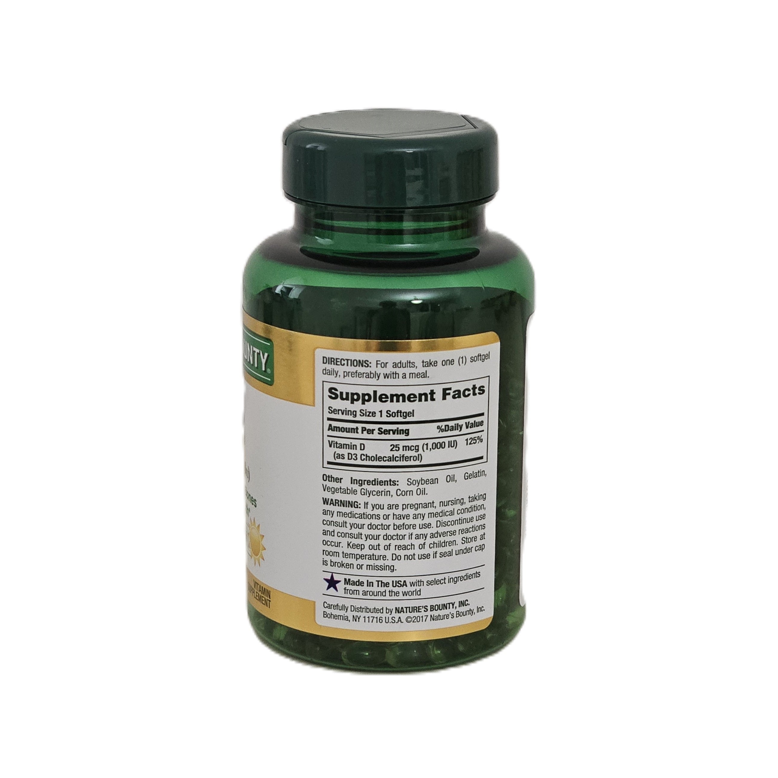 Nature's Bounty Vitamin D3 25 mcg (1000 IU) 350 Softgels