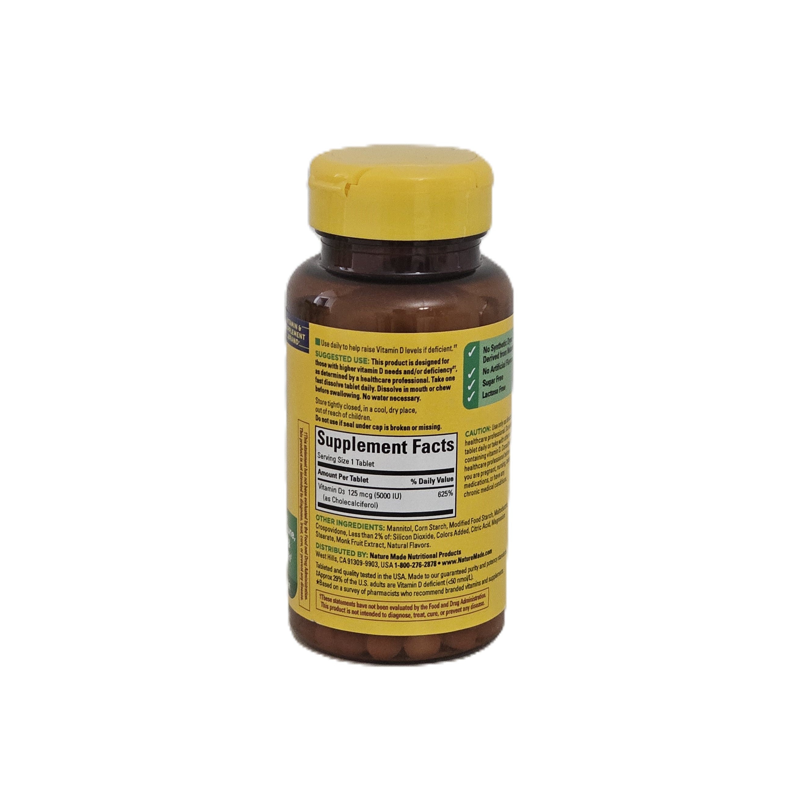 Nature Made Vitamin D3 5000 IU (125 mcg) 70 Fast Dissolve Tablets