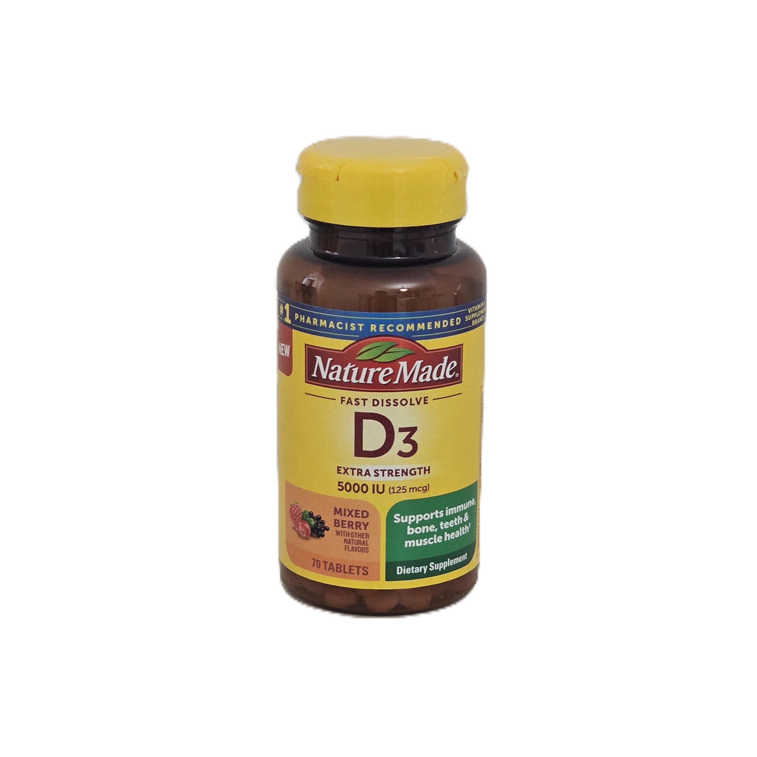 Nature Made Vitamin D3 5000 IU (125 mcg) 70 Fast Dissolve Tablets