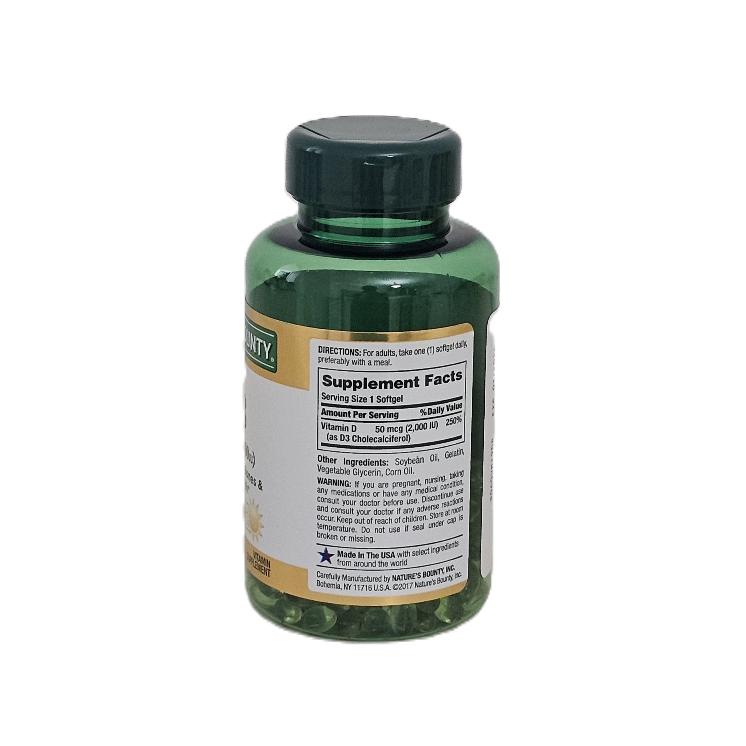 Nature's Bounty Vitamin D3 50 mcg (2000 IU) 240 Softgels