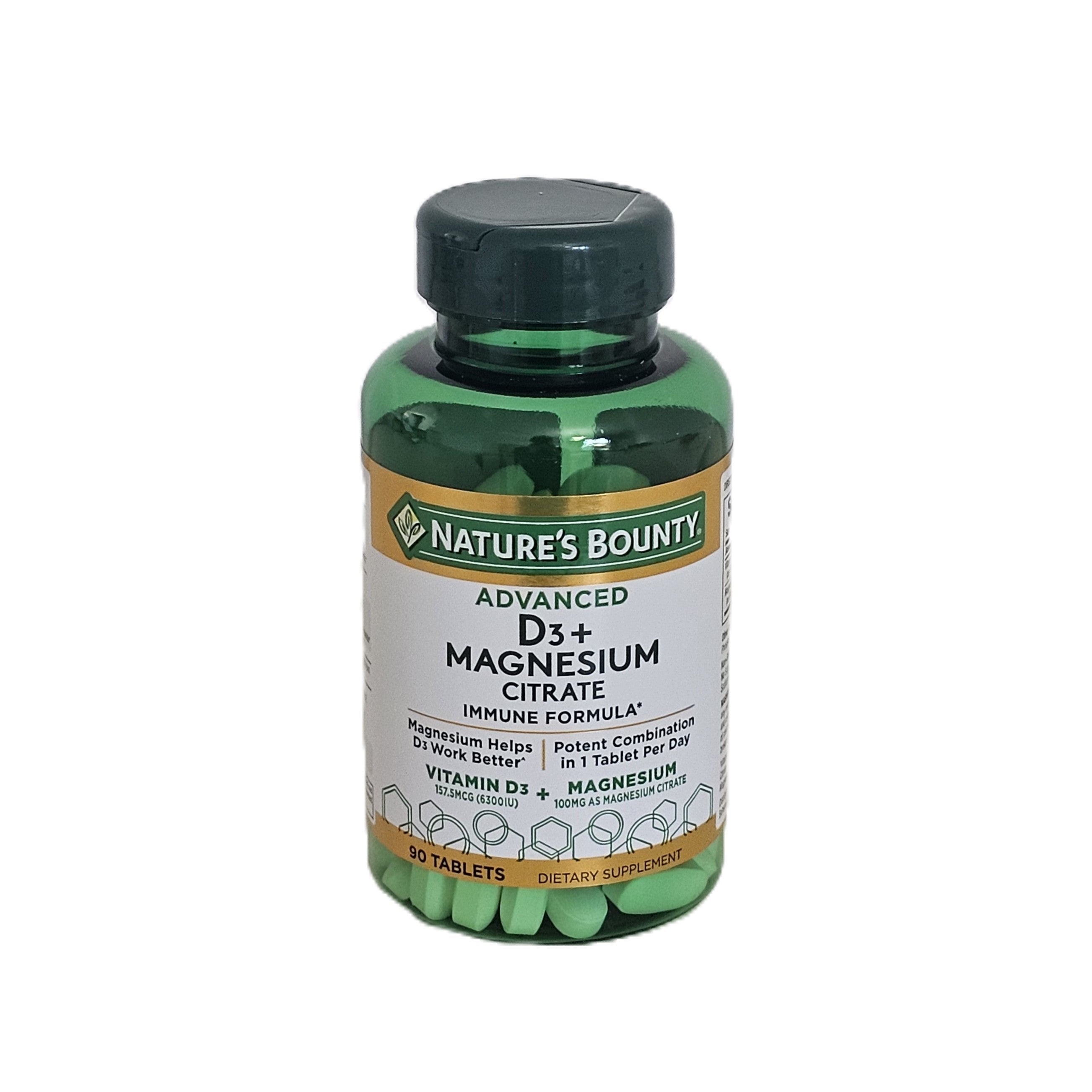 Nature's Bounty Advanced Vitamin D3 + Magnesium Citrate 90 Tablets