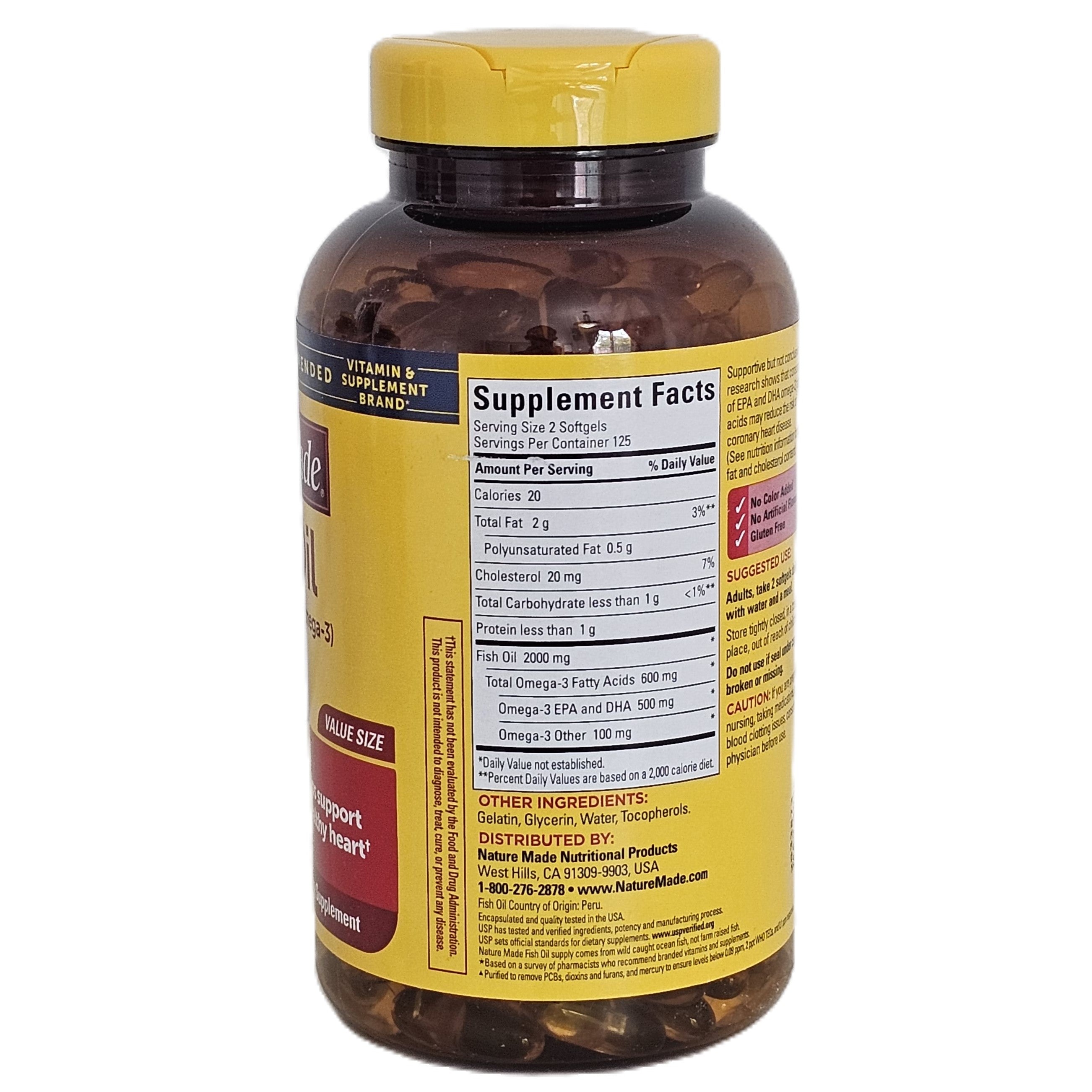 Nature Made Fish Oil 1000 mg (300 mg Omega-3) 250 Softgels