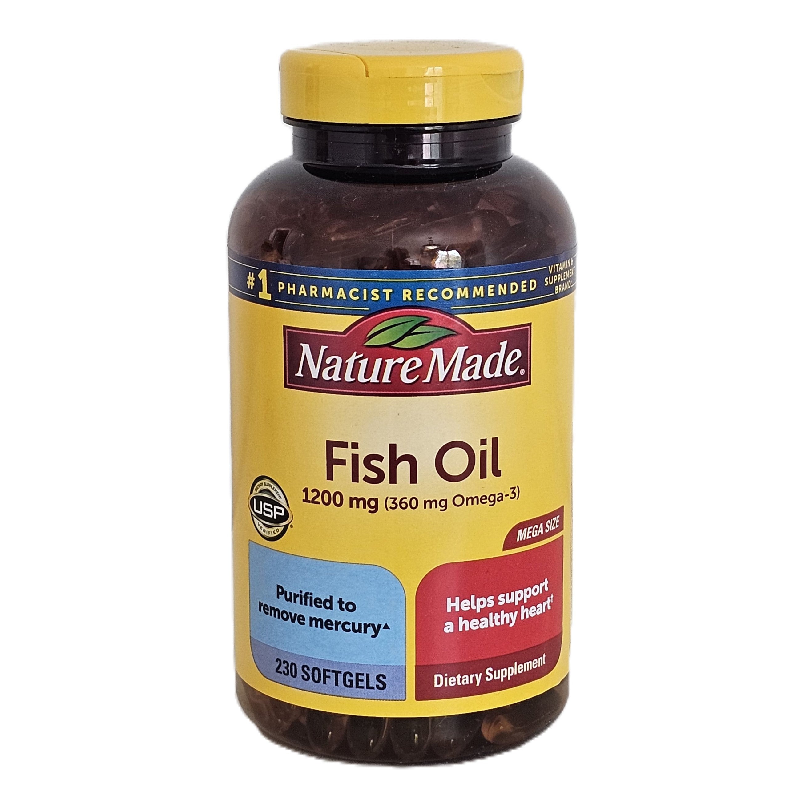 Nature Made Fish Oil 1200 mg (360 mg Omega-3) 230 Softgels