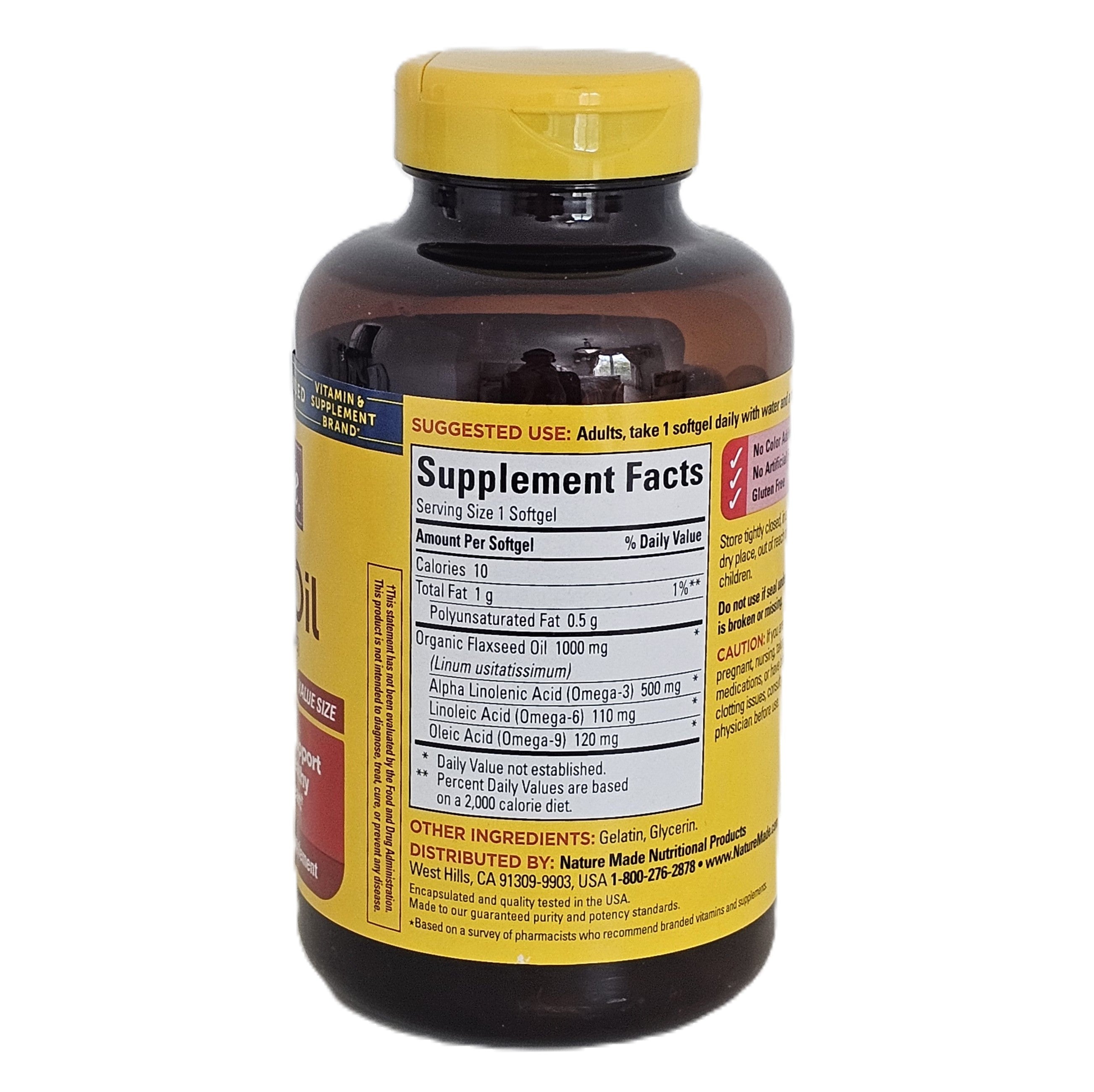 Nature Made Flaxseed Oil 1000 mg (500 mg Omega-3) 180 Softgels