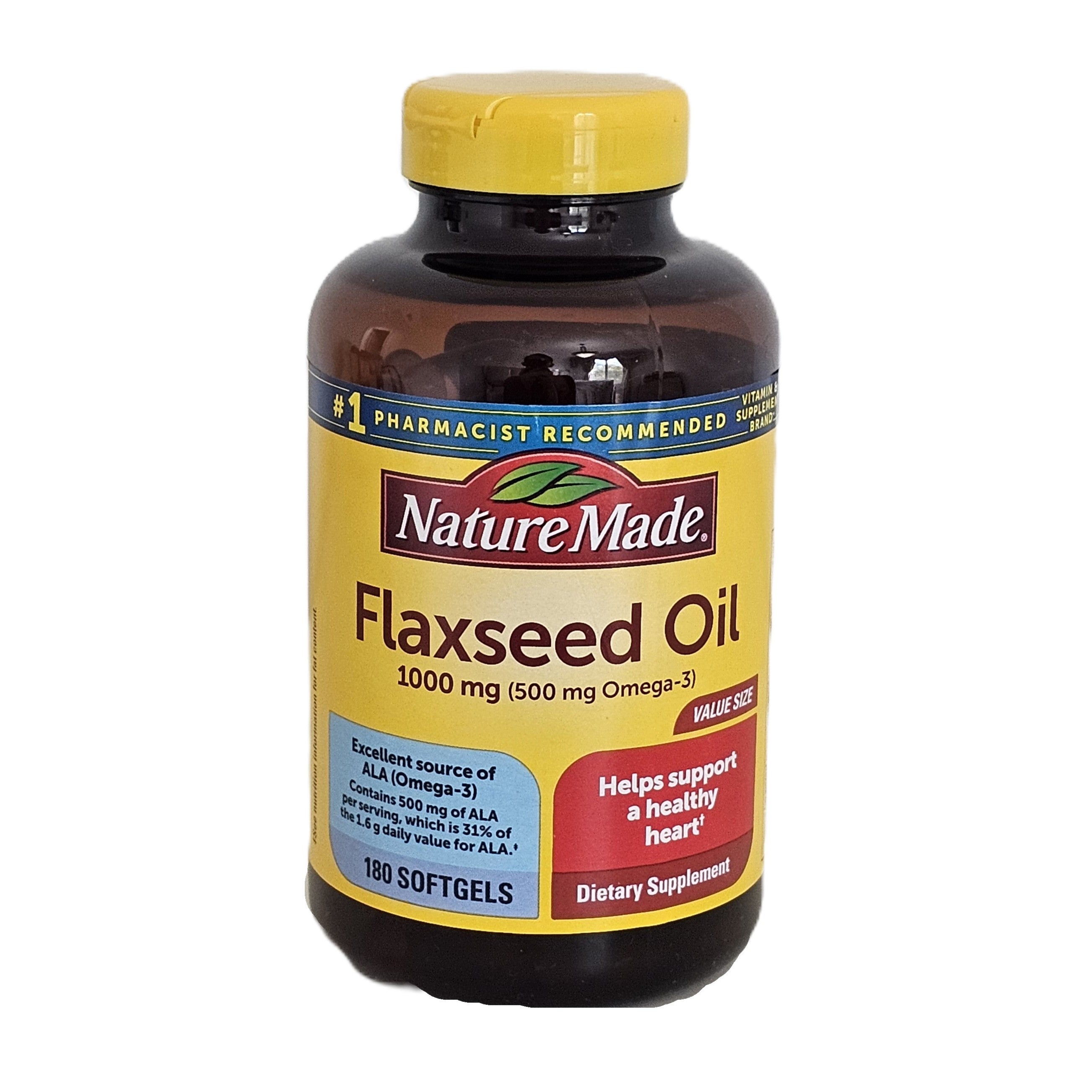 Nature Made Flaxseed Oil 1000 mg (500 mg Omega-3) 180 Softgels