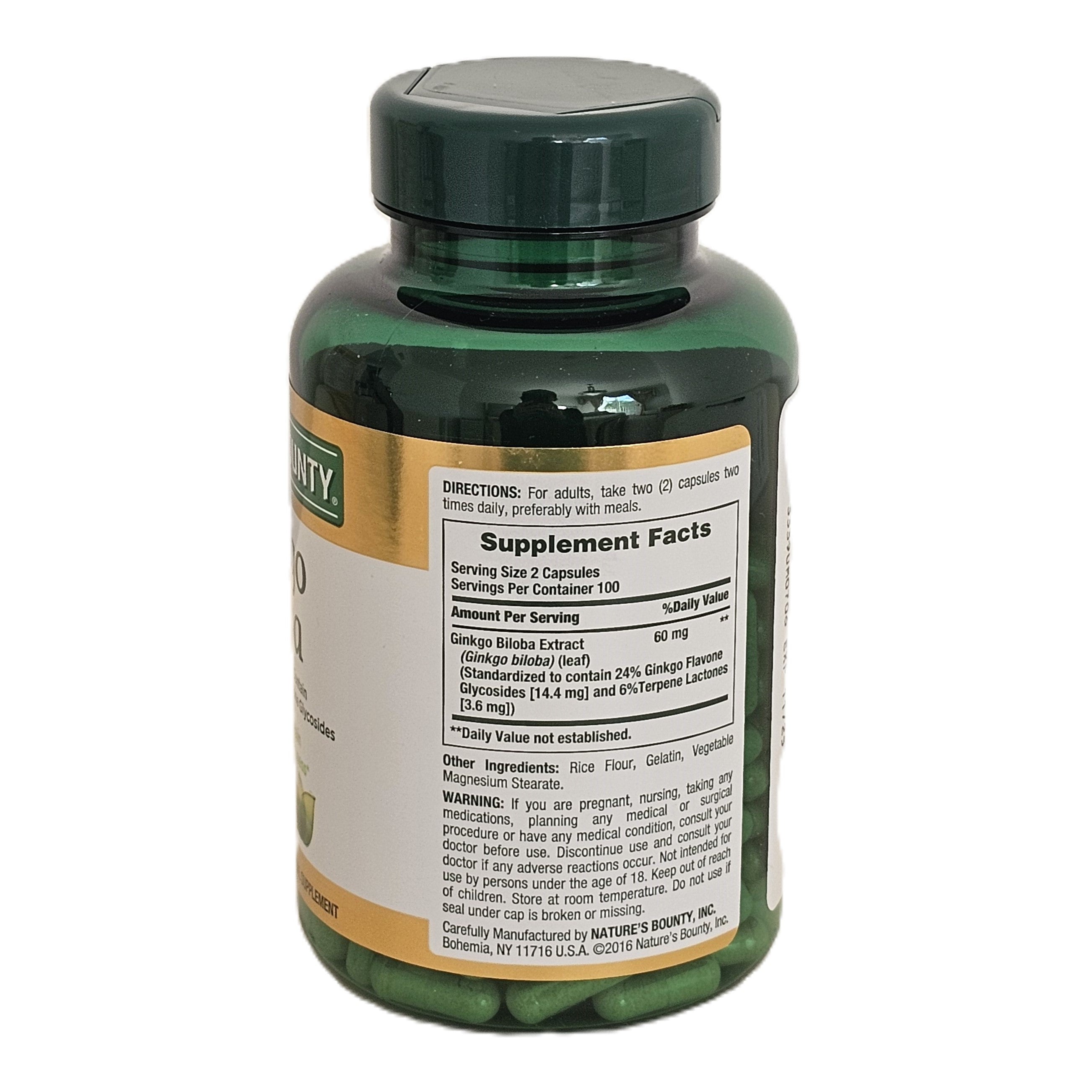 Nature's Bounty Ginkgo Biloba 60 mg 200 Capsules