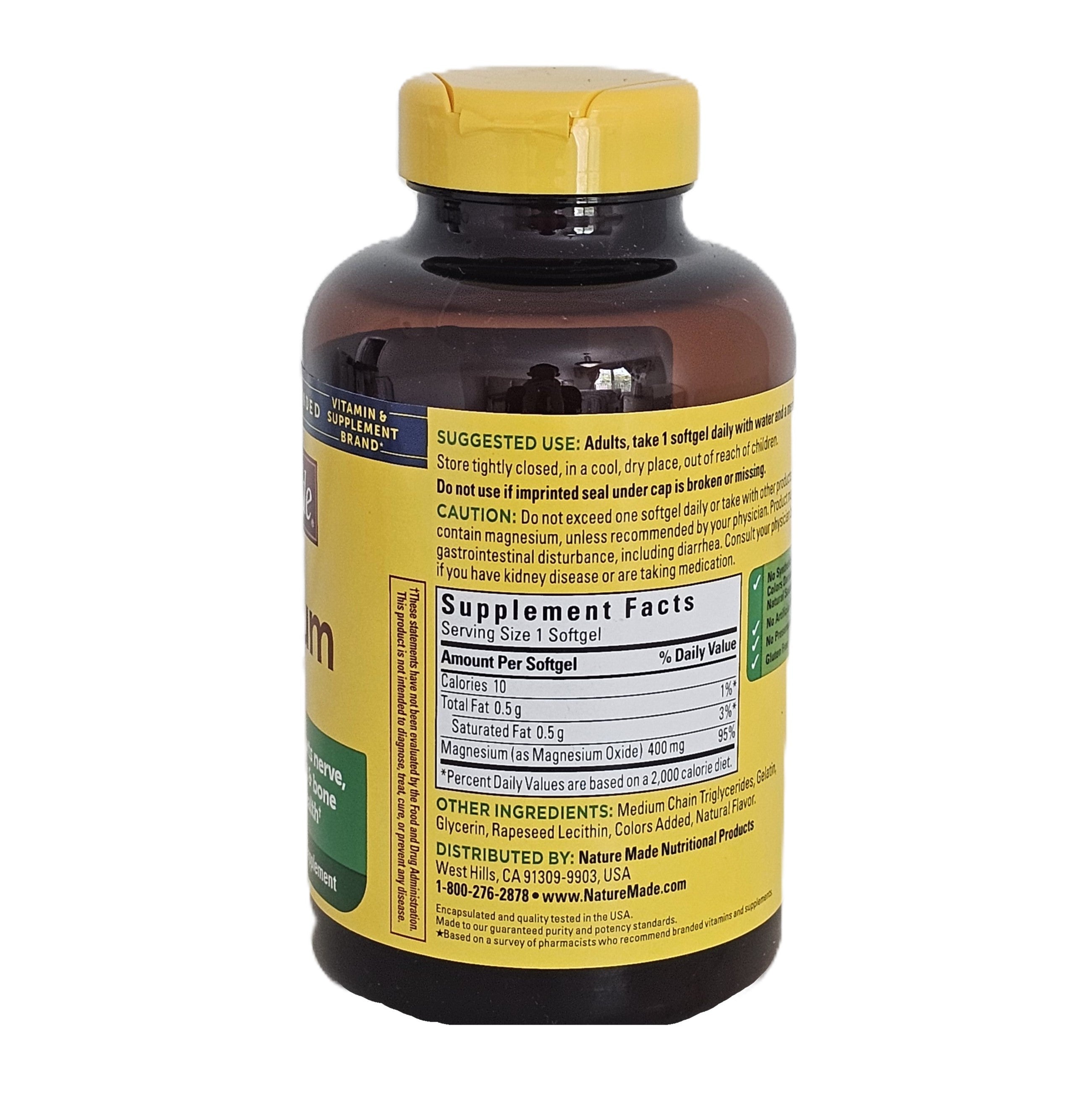 Nature Made Magnesium 400 mg Extra Strength 180 Softgels