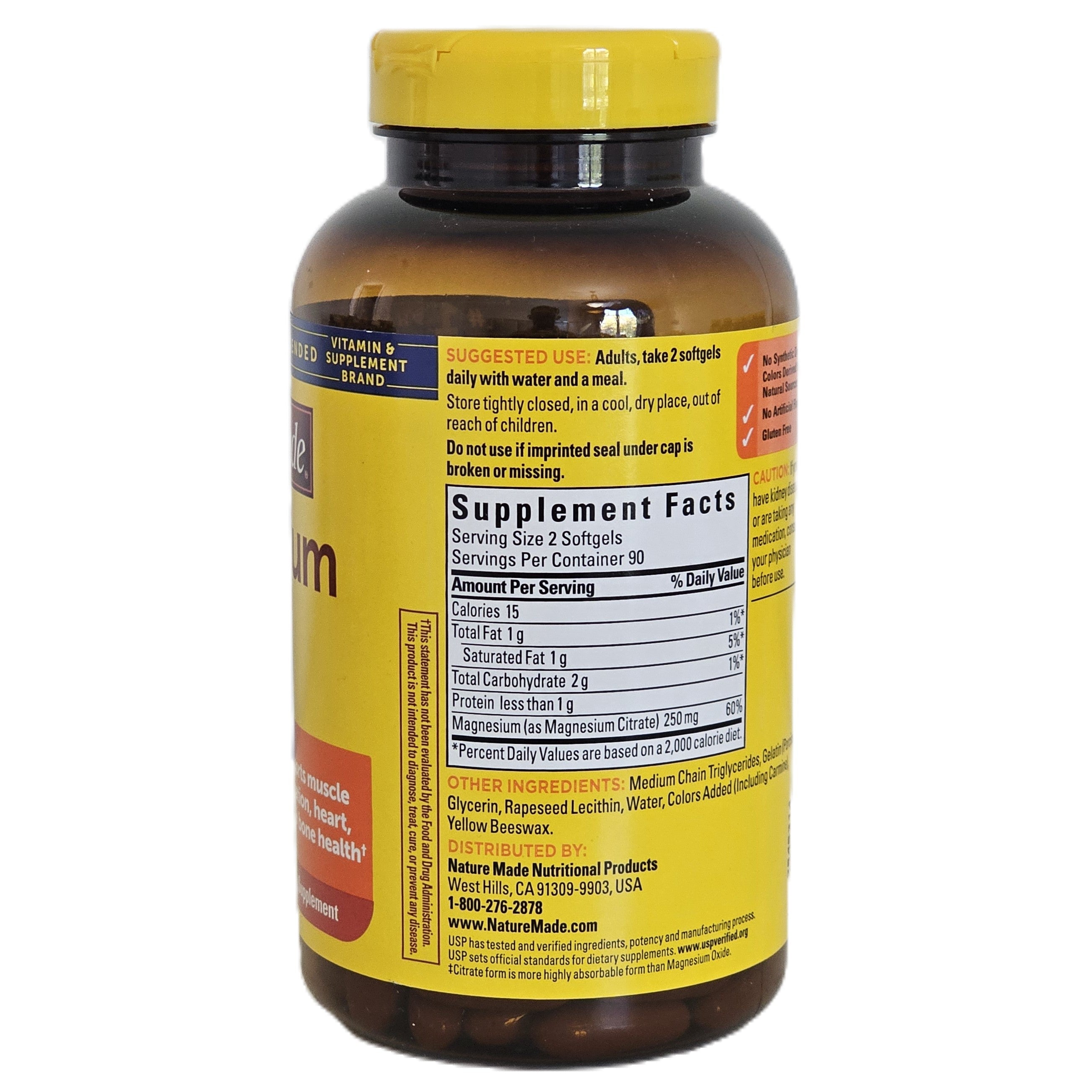Nature Made Magnesium Citrate 250 mg 180 Softgels