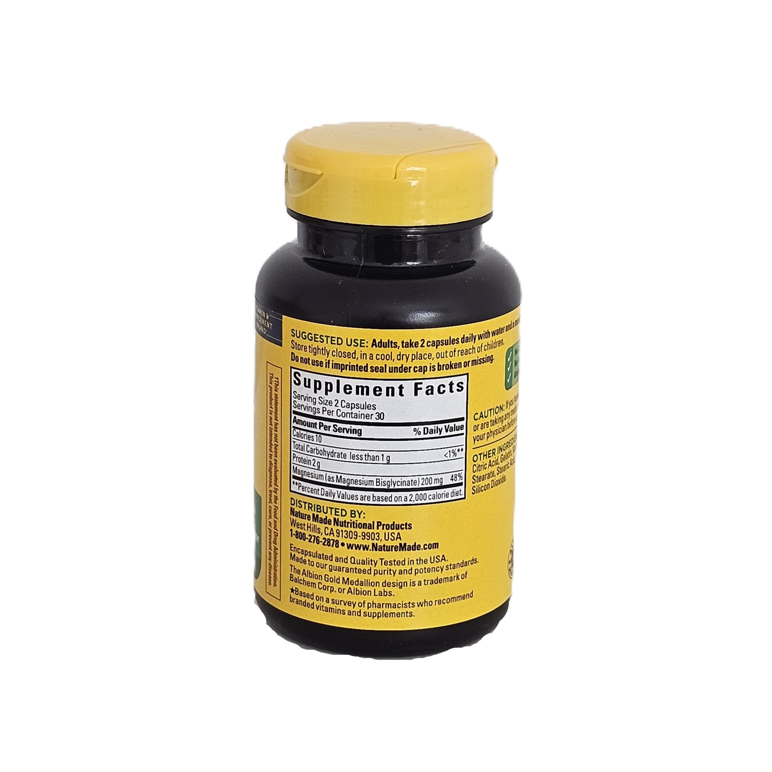 Nature Made Magnesium Glycinate 200 mg High Absorption 60 Capsules
