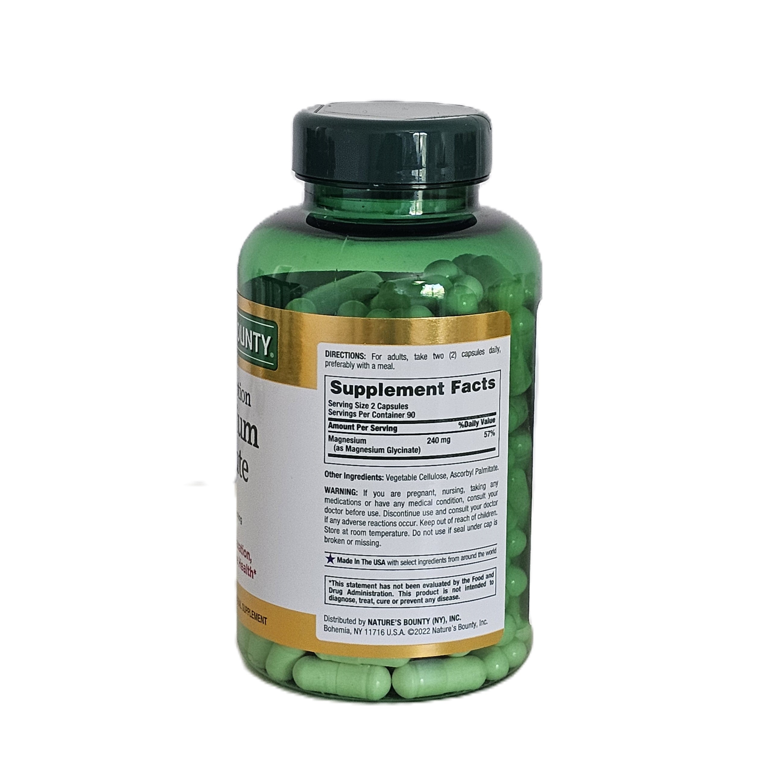 Nature's Bounty Magnesium Glycinate 240 mg 180 Capsules