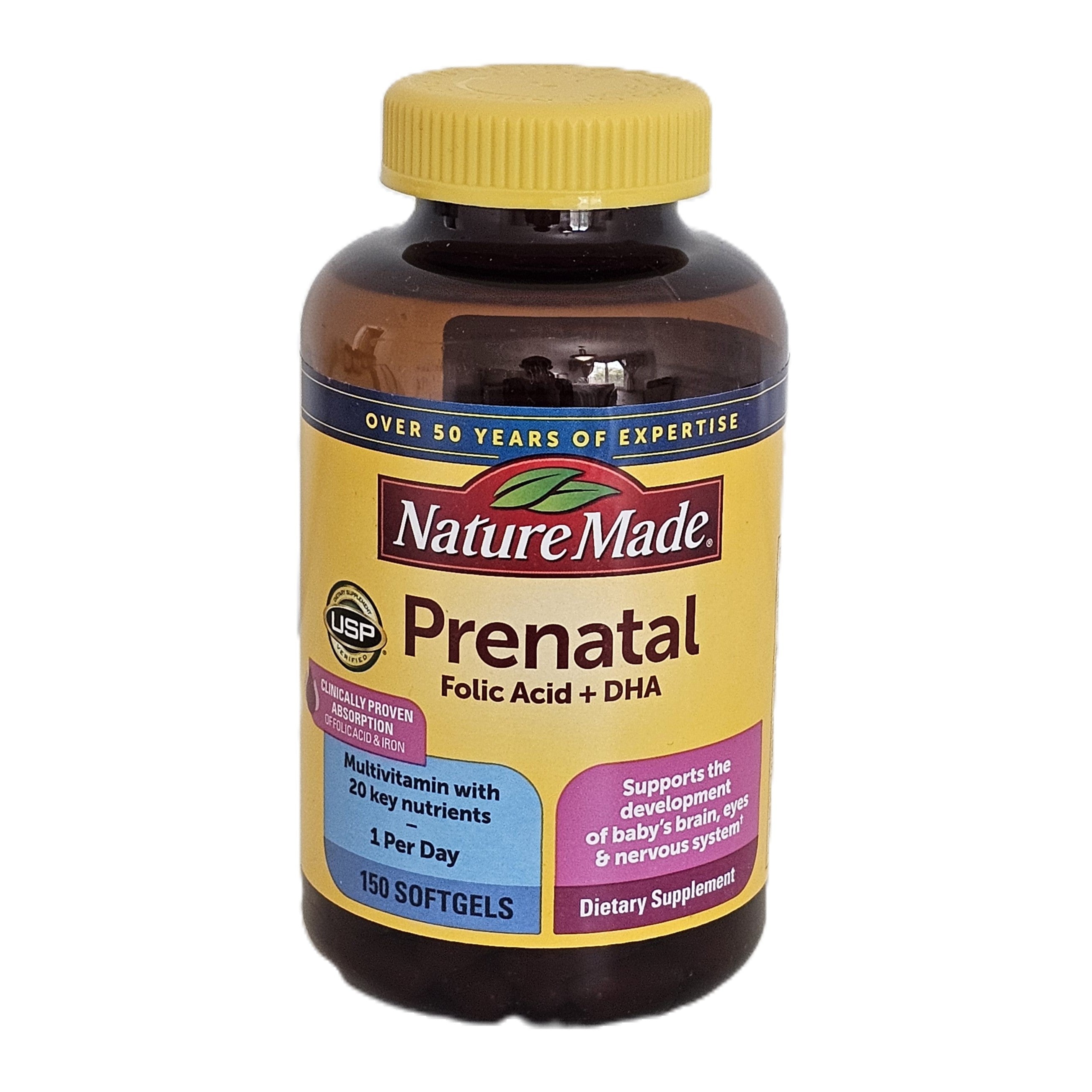 Nature Made Prenatal Folic Acid + DHA Multivitamin 150 Softgels