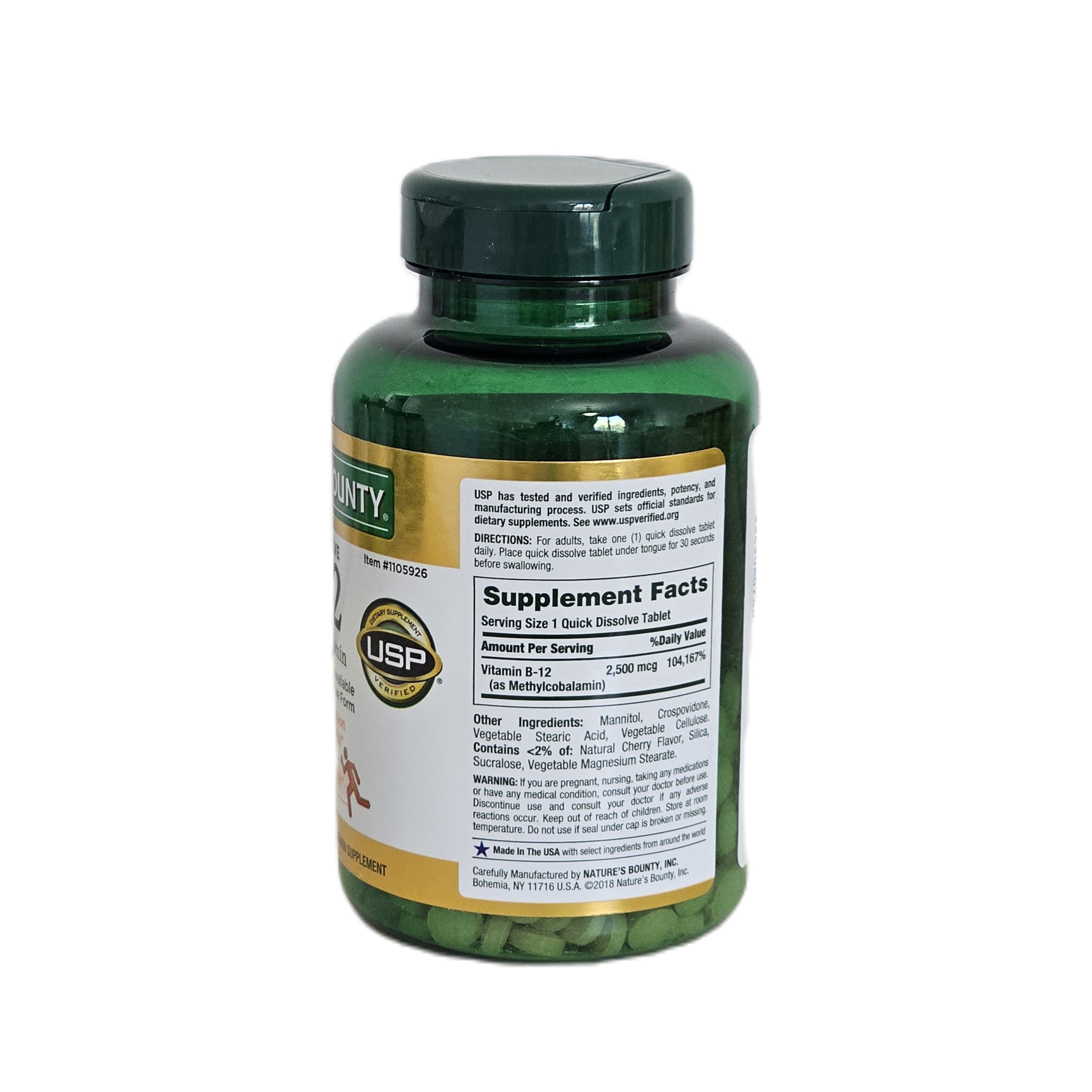 Nature's Bounty Vitamin B12 2500 mcg 300 Quick Dissolve Tablets
