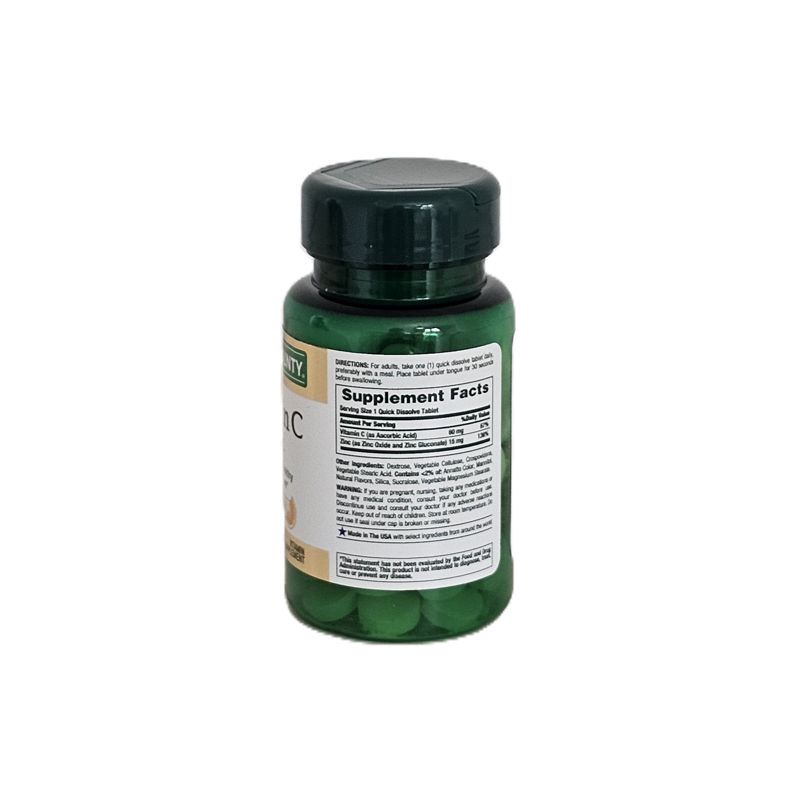 Nature's Bounty Vitamin C + Zinc 60 Quick Dissolve Tablets