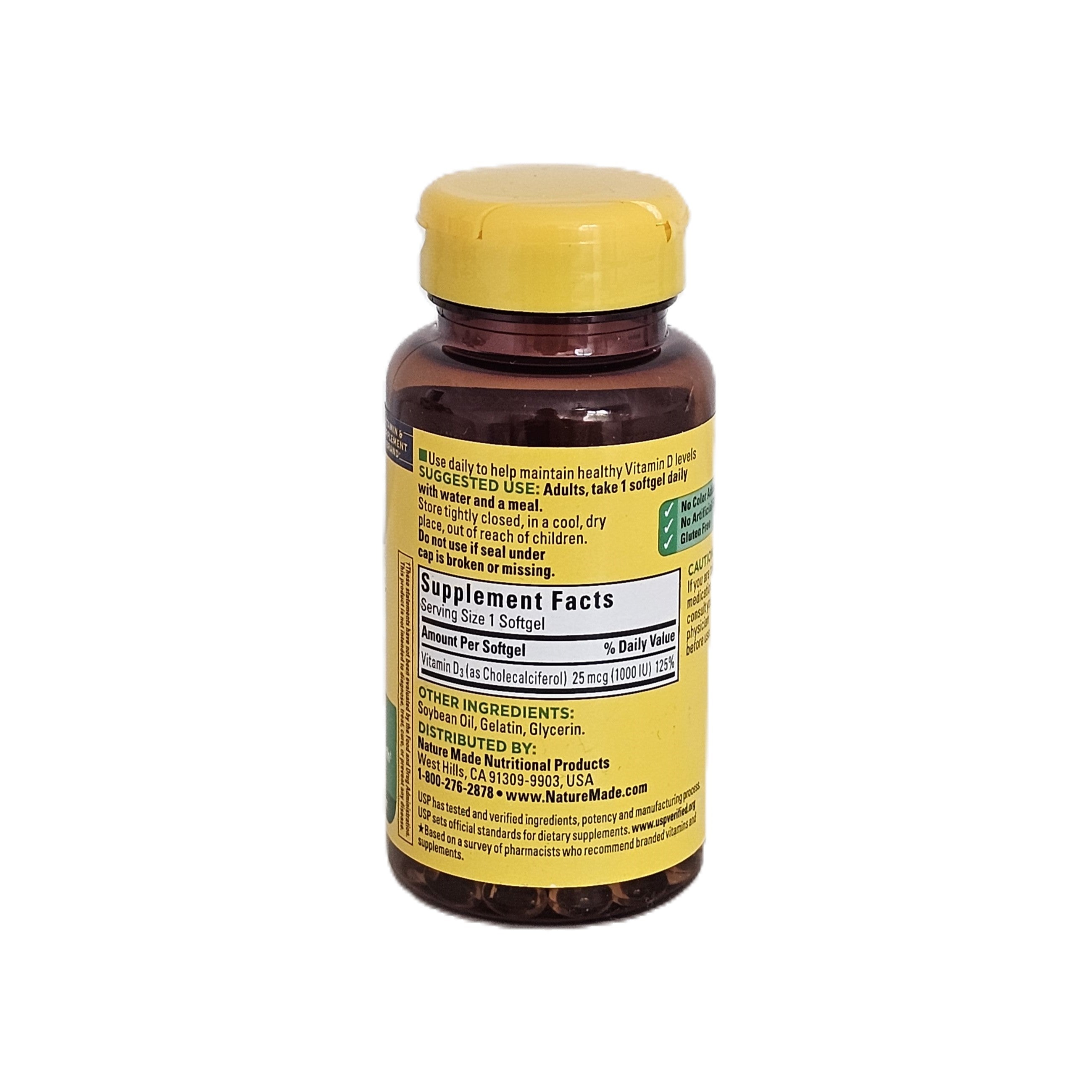 Nature Made Vitamin D3 1000 IU (25 mcg) 100 Softgels