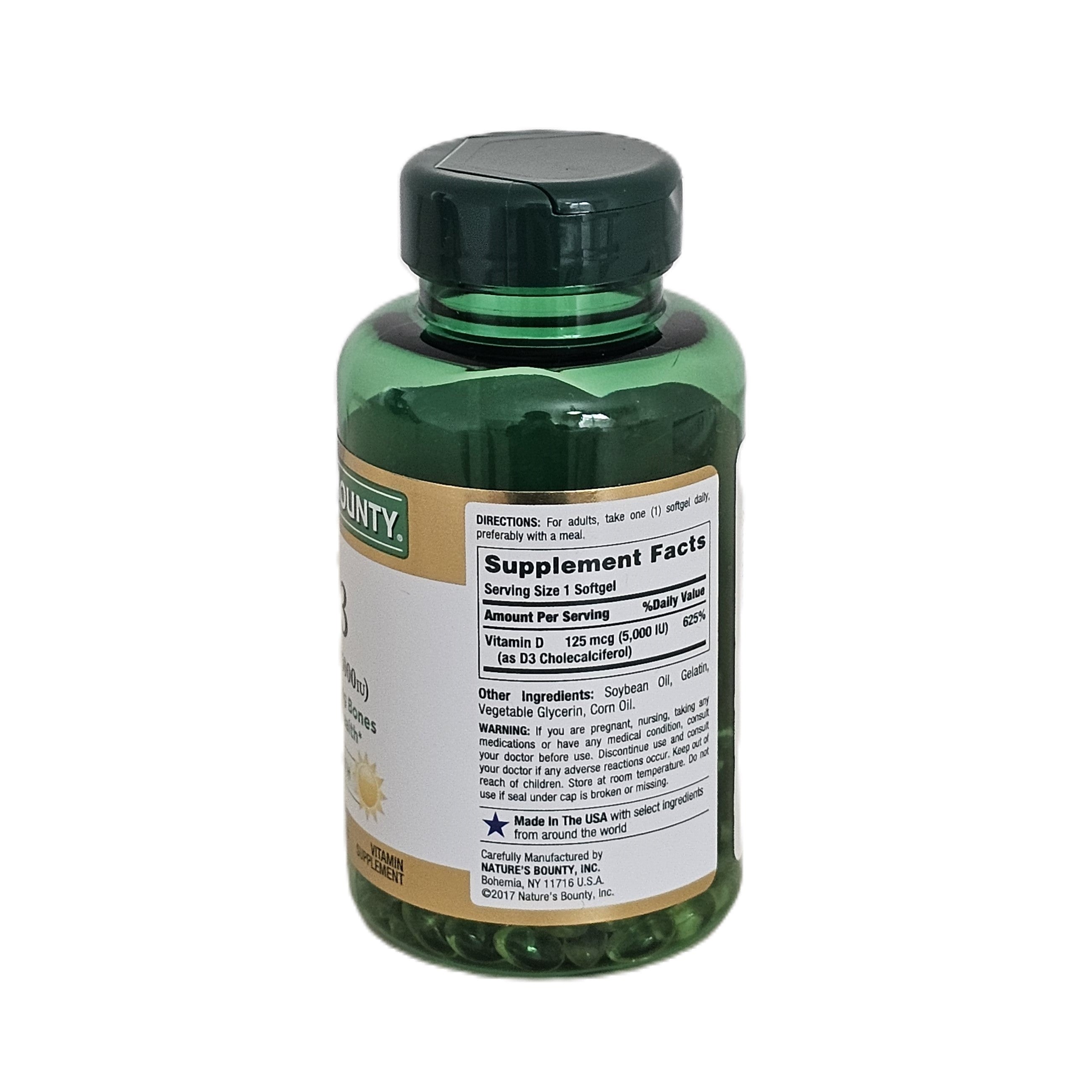 Nature's Bounty Vitamin D3 125 mcg (5000 IU) 240 Softgels