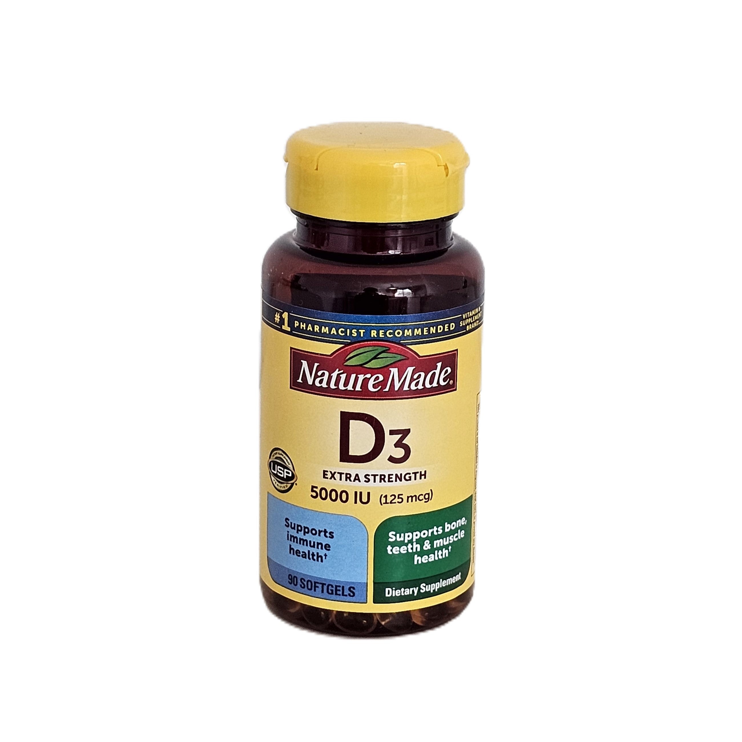 Nature Made Vitamin D3 5000 IU (125 mcg) Extra Strength 90 Softgels