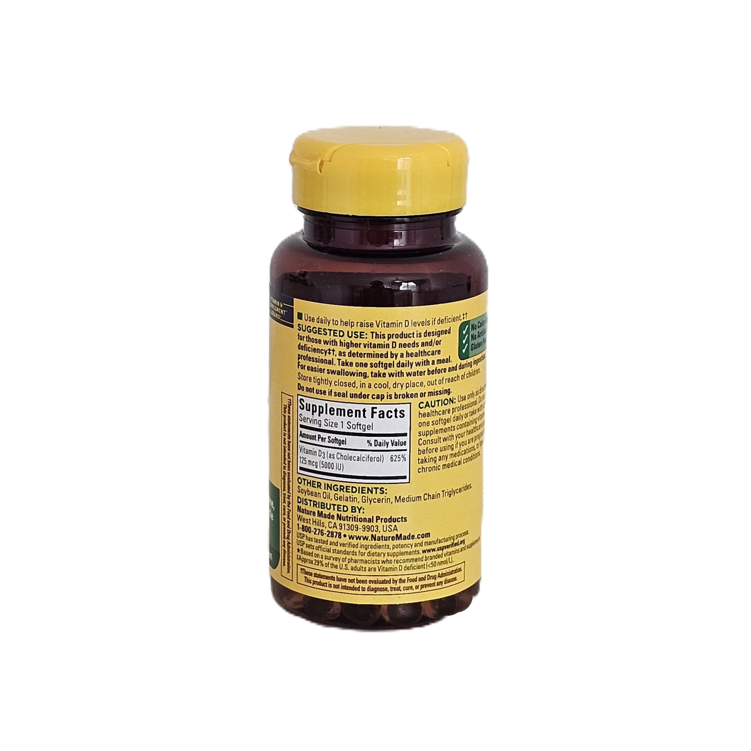 Nature Made Vitamin D3 5000 IU (125 mcg) Extra Strength 90 Softgels